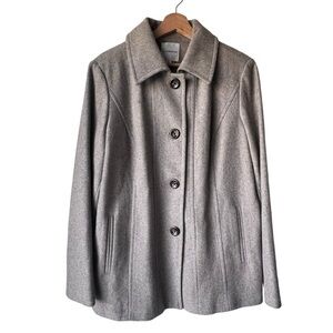 Women's Vintage Croft & Barrow Taupe Heather Oatmeal Wool Coat wool  Seams XL.